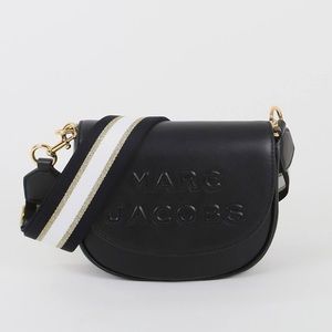 Marc Jacobs Black Crossbody Bag with Gold and White Strap